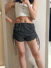 槿城甜辣妹慵懶風(fēng)抽繩褶皺運(yùn)動(dòng)短褲女夏季薄款顯瘦高腰百搭休閑熱褲潮 深灰色KU218 M (80-100斤) 曬單實(shí)拍圖