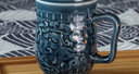 乾唐軒【官方授權】正品活瓷杯 勢在必得三件杯帶茶漏辦公老板杯龍紋男 寶石藍釉（禮盒包裝帶杯刷） 曬單實(shí)拍圖