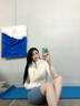 KELME 卡爾美 瑜伽健身五分褲女春夏新款高腰提臀收腹彈力訓(xùn)練緊身褲 灰藍(lán)色 L 【165/88A】 曬單實(shí)拍圖