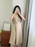 clotho Rennie品牌法式氣質(zhì)連衣裙女2025年夏季新款通勤收腰顯瘦時(shí)尚減齡連衣裙 卡其色 M 曬單實(shí)拍圖