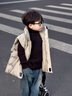 G.DUCKKIDS男童馬甲秋冬裝2024新款兒童馬夾棉背心外穿男寶寶加厚棉坎肩 黑色 110cm 曬單實(shí)拍圖