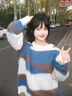 S·J·V·K設計感日系復古2025新款寬松加厚韓系高級感慵懶風(fēng)條紋毛衣女春秋 藍色 L 曬單實(shí)拍圖