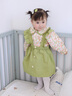 幼歌（YOUGE） 嬰兒甜美森系小飛袖背帶裙女童俏皮活潑立體小花朵裙子 綠色 90 cm 曬單實(shí)拍圖