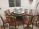 美依萱 新中式中式巖板餐桌實(shí)木餐桌椅組合家用圓形帶轉(zhuǎn)盤(pán)飯桌 1.2米單巖板圓桌（送巖板轉(zhuǎn)盤(pán)） 1.2cm 加厚巖板 曬單實(shí)拍圖
