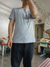歐玫緹輕奢高檔男裝 短袖t恤男2025新款夏季白色圓領(lǐng)半袖體恤男裝打底衫 淺灰色 XL （130-145斤） 曬單實(shí)拍圖