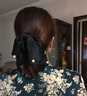 歐陽(yáng)先生復古感緞面珍珠蝴蝶結抓夾女后腦勺低馬尾發(fā)卡半扎發(fā)發(fā)夾氣質(zhì)發(fā)飾 復古緞面蝴蝶結馬尾夾-黑色 A28-109 曬單實(shí)拍圖