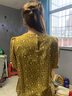 GIOIO品牌真絲T恤上衣女士寬松夏季襯衣桑蠶絲短袖襯衫高級貴夫人小衫 黃花 L【建議105-115斤】 曬單實(shí)拍圖