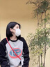 Jret美式華夫格插肩袖圓領(lǐng)衛(wèi)衣女新款秋季薄款寬松慵懶風(fēng)長袖T恤加絨 灰拼黑春秋薄款 M 曬單實拍圖