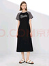 BASIC HOUSE/百家好美式復(fù)古學(xué)院風(fēng)連衣裙女2024夏季新款高端洋氣收腰中長裙 黑色 L 曬單實拍圖