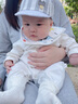 李晨曦（Lichenxi）嬰兒帽子春秋0-3-6個(gè)月薄款可愛(ài)純棉幼兒男童女寶寶新生兒鴨舌帽1 灰色   條紋皮標BABY鴨舌帽 小號頭圍38-44cm  參考1-6個(gè)月 曬單實(shí)拍圖