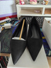 CHARLES&KEITH尖頭貓跟通勤低跟淺口單鞋女士CK1-61720209 BLACK TEXTURED黑色紋理 35 曬單實拍圖