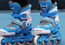 米高轮滑鞋儿童溜冰鞋直排轮旱冰鞋男女可调节尺码初学训练鞋透气MI0 蓝色K8套装(K8头盔+F6护具+包) S (推荐鞋码27-30内长17-19.5cm) 实拍图