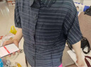 皮爾卡丹夏裝洋氣短袖女士襯衫夏季2025新款寬松顯瘦條紋上衣夏款襯衣 藍(lán)色 3XL [140-155斤] 曬單實拍圖