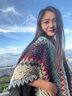 Charm Kendo披肩女圍巾民族風(fēng)斗篷披風(fēng)毛毯旅游穿搭保暖生日禮物送女友 湖藍色 曬單實(shí)拍圖