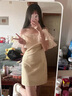 燕潯女神范小禮裙荷葉邊吊帶裙女2025夏季亮閃閃一字肩A字裙 香檳色 L (建議110-125斤) 曬單實拍圖