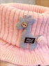 寶寶圍巾圍脖冬季保暖可愛(ài)女童冬圍巾脖套頭圍脖女冬針織兒童圍脖 粉紅色 曬單實(shí)拍圖