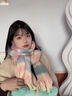 廣月藍(lán)毛球拉毛保暖多巴胺圍巾女士秋冬2024新款軟糯防寒披肩圍脖 藍(lán)紫粉色 220*40cm 曬單實(shí)拍圖