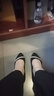 啄木鳥官方溫州真皮粗跟單鞋女磨砂真皮鞋2025年夏秋新款平底小皮鞋百搭 黑色旗艦 37 旗艦 曬單實拍圖