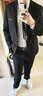 紳朗格西服套裝男學(xué)生修身商務(wù)西裝男職業(yè)正裝小西服新郎伴郎結(jié)婚禮服外 黑色兩扣【西服+西褲+襯衫】 6XL 【185-200斤】+禮品 曬單實拍圖