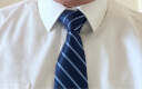 GLO-STORY手打领带 男士商务正装潮流8cm领带礼盒装 蓝色细斜纹 实拍图