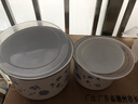 華科琺瑯搪瓷碗套裝保鮮碗加厚搪瓷深碗冰箱碗保鮮盒湯碗沙拉冰碗帶蓋 蘭花/10-18CM五件套高冰碗 曬單實(shí)拍圖