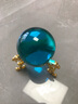 戎夏兒童大號透明水晶玻璃鉆石配金屬底座寶石玩具小孩子禮物擺件飾品 【金】底座+4厘米【湖藍】水晶球 曬單實(shí)拍圖
