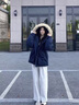 冊裁（CECAI）工裝派克羽絨棉服2025冬季新款加厚美式情侶大毛領(lǐng)棉衣外套 藏青色 L 曬單實(shí)拍圖