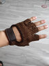 荷棠夢(mèng)半指皮手套男春季手工毛線(xiàn)網(wǎng)皮健身手套自行車(chē)戶(hù)外運動(dòng)騎行手套 咖啡色 均碼 曬單實(shí)拍圖