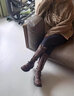 凡小如復(fù)古長(zhǎng)筒靴女綁帶騎士靴百搭增高時(shí)裝靴2025新款皮帶扣miu系重工 棕色 36 曬單實(shí)拍圖