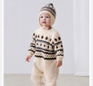 babylove嬰幼兒護(hù)耳帽春秋針織帽外出保暖寶寶毛線(xiàn)帽防風(fēng)新生兒洋氣帽子 費(fèi)爾島-象牙米白 48cm 曬單實(shí)拍圖