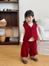 班喜迪女童秋冬套裝2025新款兒童新年衣服過(guò)年服拜年服冬季寶寶周歲禮服 紅色 100 曬單實(shí)拍圖