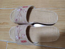 熠牧夏季中國風(fēng)亞麻拖鞋男女居家情侶防滑軟底家用地板繡花麻布涼拖鞋 女款梅花粉 35-36 (240mm) 女款 曬單實(shí)拍圖