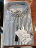 Colombass純棉條紋襯衫男長(cháng)袖修身免燙加大碼男士全棉牛津紡商務(wù)休閑襯衣 PL112青綠條紋 43/3XL 曬單實(shí)拍圖