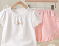 拉比童裝兒童套裝2025夏季女童家居服套裝短袖短褲 淺玫紅 100 cm 曬單實(shí)拍圖
