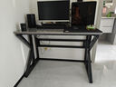 中光[速發(fā)到家] 巖板電腦桌實(shí)木電競臺式辦公學(xué)生學(xué)習寫(xiě)字桌書(shū)桌 黑架+阿瑪尼灰【特厚超穩26mm】 110x60x75cm【搖晃包賠】 曬單實(shí)拍圖