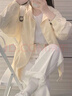 風(fēng)采兔 杏色開(kāi)衫連帽防曬衫薄款外套女2023夏韓版oversize學(xué)生寬松上衣 杏色 L 曬單實(shí)拍圖