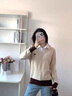 妃奧絨2024新款假兩件襯衫領(lǐng)針織衫春秋洋氣內搭毛衣女針織外穿打底衫 淺米駝 M 曬單實(shí)拍圖