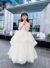 小咔衣濃女童公主裙花童蓬蓬紗兒童高端晚禮服女孩小主持人鋼琴演奏演出服 1587A1香檳色短袖 140cm(140cm) 曬單實(shí)拍圖