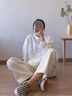 真維斯（JEANSWEST）長(cháng)袖t恤女2025春秋季新款寬松純棉內搭打底衫女裝時(shí)尚百搭上衣服 白色 純色 M 曬單實(shí)拍圖