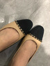 COMELY康莉平跟單鞋女春季新款法式拼接小香風羊皮通勤工作鞋 杏色/黑色 35 曬單實拍圖