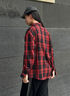 羅蒙（ROMON）長(cháng)袖襯衫男格子春季休閑襯衫修身型格子襯衫男士ZH2338紅色XL 曬單實(shí)拍圖