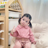 幼歌（YOUGE）女寶寶森系甜美娃娃領(lǐng)襯衫兒童溫暖花朵毛衣馬甲套裝潮 米白襯衫 90 cm 曬單實(shí)拍圖