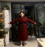 歌力思（ELLASSAY）【博主同款】秋冬新款綿羊毛安可拉紅雙面呢毛呢大衣B-D003 赭石色 M 曬單實(shí)拍圖