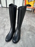 真美詩(shī)冬季品質(zhì)胎牛皮斜切長(cháng)筒騎士靴長(cháng)靴女81168DC5 淺黑 39 曬單實(shí)拍圖