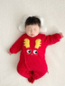 七樂豆嬰兒冬季紅色夾棉加厚冬裝棉襖寶寶連體衣服外出拜年服秋冬款棉服 紅色 73cm 曬單實拍圖