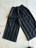 名媛坊（MIRROR FUN）M/RRORFUN 秋新款 條紋寬腿七分褲 黑色寬條紋 S 曬單實(shí)拍圖