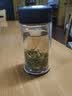 雙層玻璃杯便攜皮紋蓋透明水杯矮胖茶杯個性創意杯子定制 黑色 360ML 曬單實拍圖