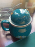 午間 招財貓陶瓷辦公杯茶水分離茶杯帶蓋過(guò)濾家用泡茶杯水杯杯子禮品 招財貓-辦公杯（孔雀綠）+旅行包 曬單實(shí)拍圖