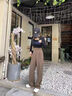 俞兆林（YUZHAOLIN）休閑西裝褲女2026春秋季女裝新款韓版高腰顯瘦直筒拖地闊腿長(cháng)褲子 咖色 L 曬單實(shí)拍圖
