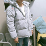 阿雷沃服飾潮牌90絨羽絨男外套男寬松冬季高品質(zhì)連帽羽絨服男學(xué)生羽絨服 宇航員灰 XL 曬單實拍圖